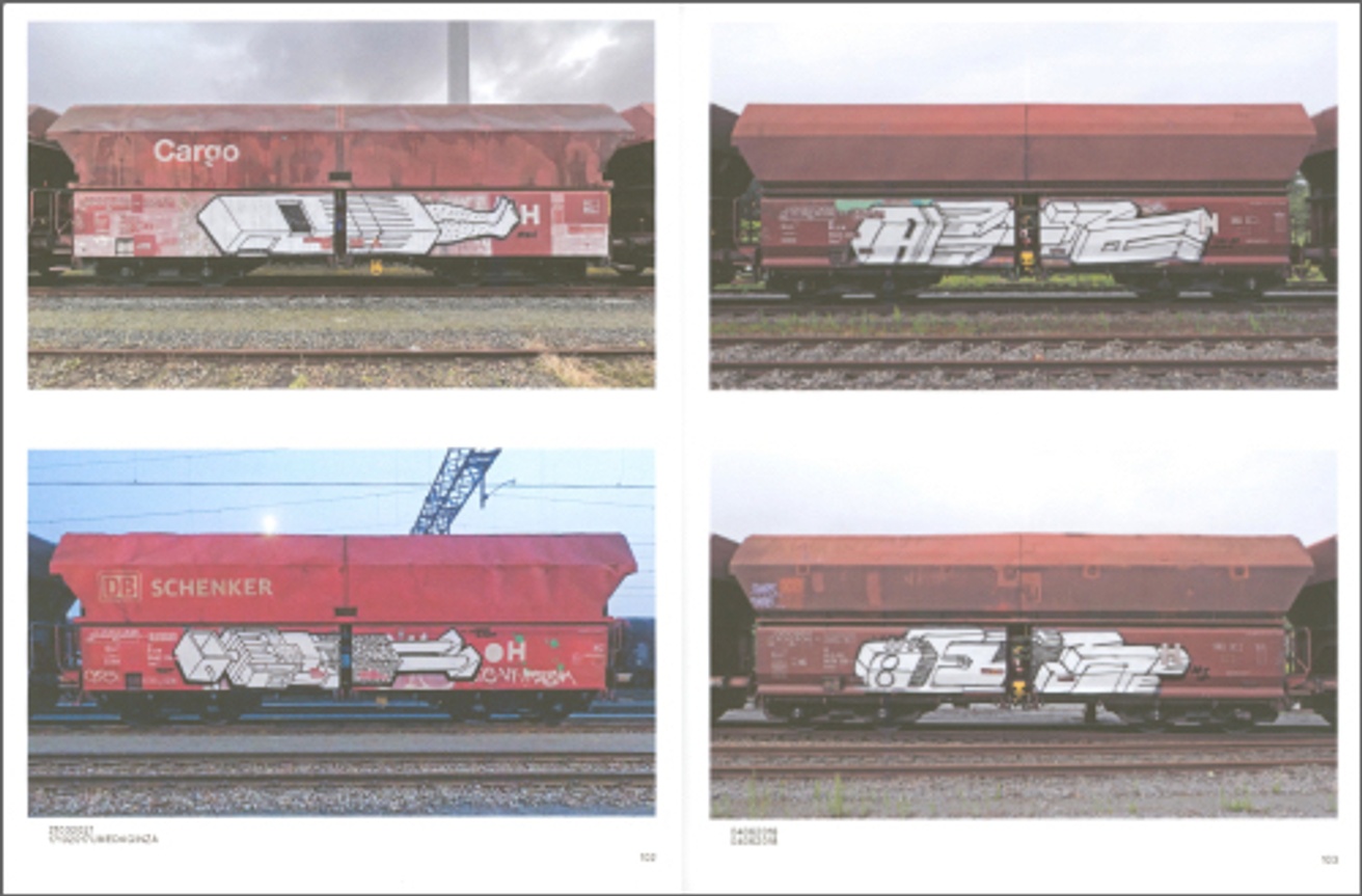 121/183, 761 photos of red-brown steel freight wagons with a painting on the side thumbnail 2