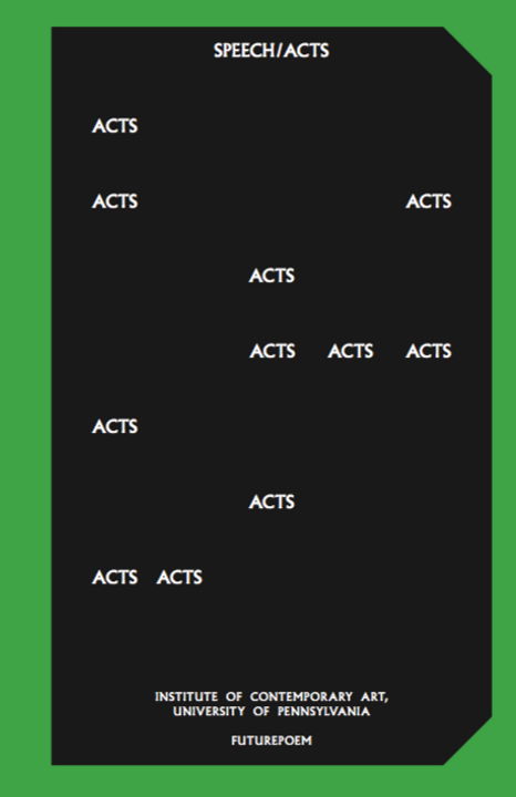 Speech/Acts Book Launch with Futurepoem and ICA Philadelphia