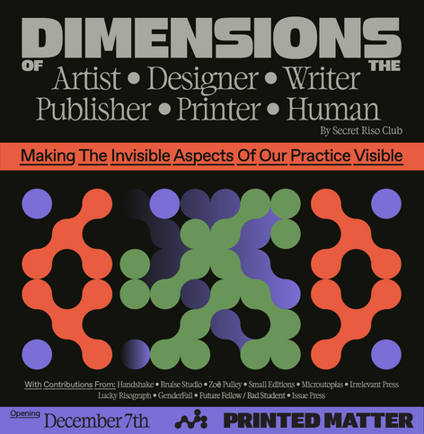 Dimensions of the Artist/Designer/Writer/Publisher/Printer/Human