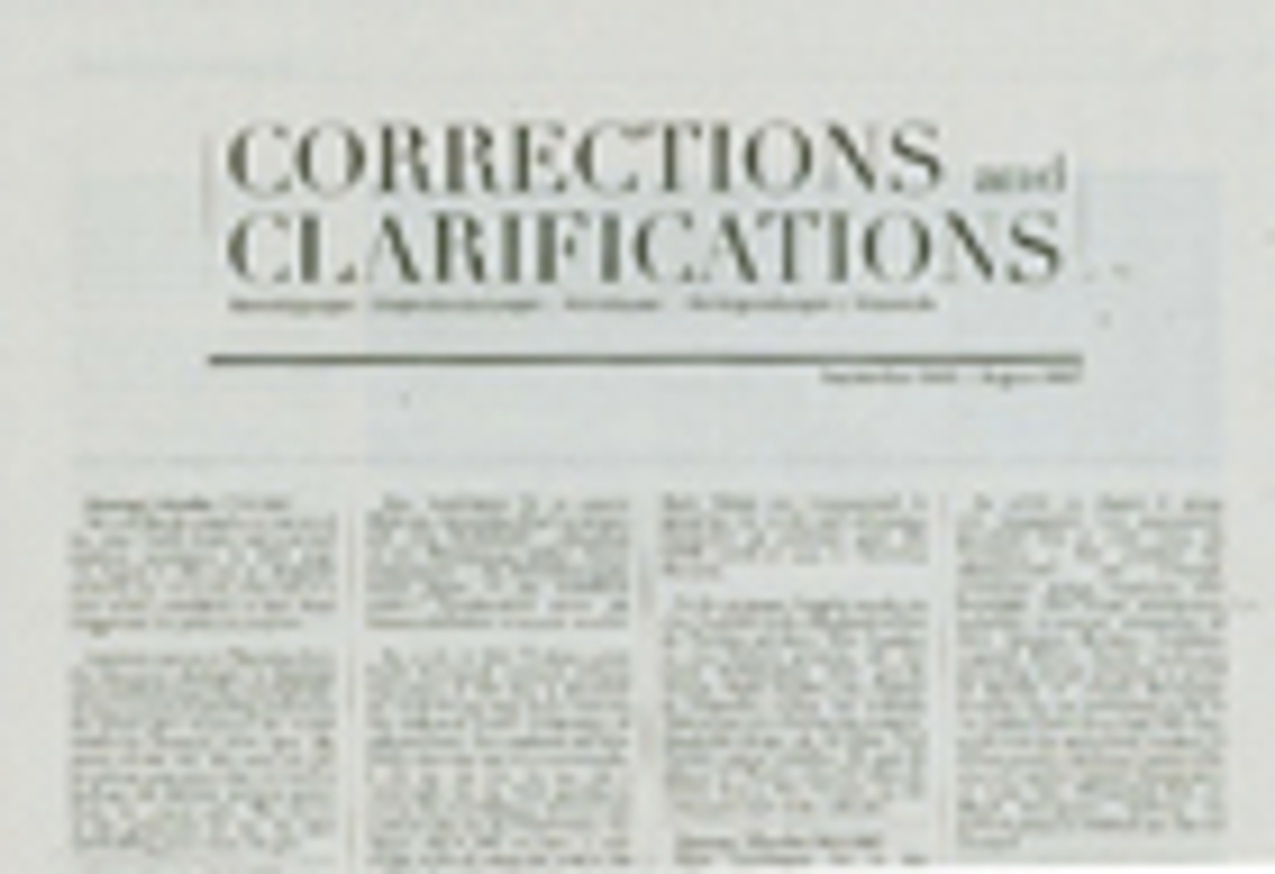 Corrections and Clarifications