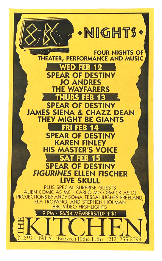 8BC Nights, Four Nights of Theater, Performance and Music, February 12-15, 1986 [The Kitchen Posters]