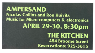 Ampersand: Music for Micro-computers and electronics, April 29 & 30, 1980  [The Kitchen Posters]